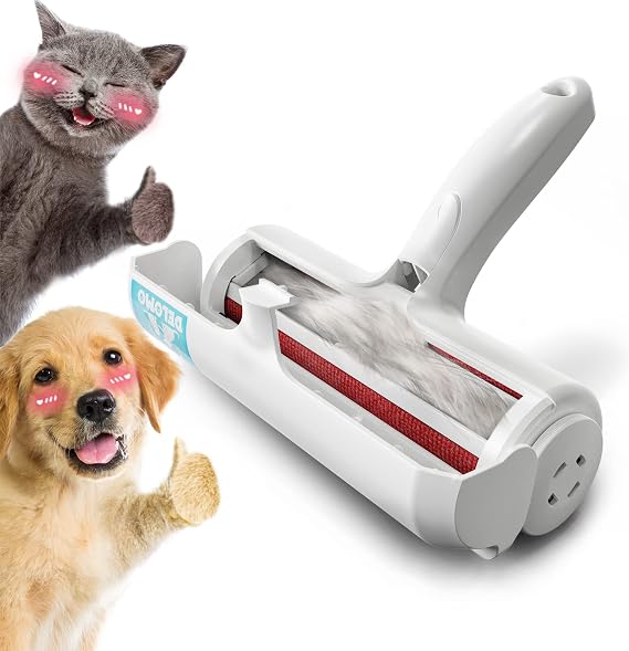 DELOMO Pet Hair Remover Roller, Reusable Lint Roller for Dog and Cat Hair | Portable Pet Hair Roller with Large Fur Bin, Fast Cleaning for Couches, Bedding, Rugs, Car Seats and Furniture, No Batteries