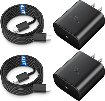 45W USB C Fast Charger, 45Watt Super Fast Charger Type C with 6.6ft Android Fast Charging Cable Cord for Samsung Galaxy S25 UltraS25S24S23 UltraS22 UltraS20 UltraNote 10 PlusGalaxy Tab S8