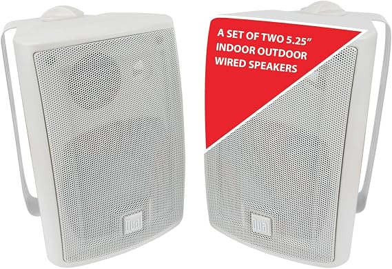 Dual Electronics LU53PW 5.25" 3-Way Indoor Outdoor Wired Speakers Pair