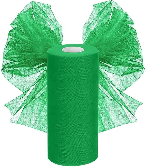 Tulle Fabric Roll 30 cm x 92.5 m Tulle Ribbon Wedding Decoration Tulle Sold by the Metre Organza Fabric for DIY Crafts Pom Craft Bows Party Decoration Green