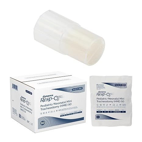 Dynarex 30210 Series Resp-02 Pediatric/Neonatal Mini Trach HME 50 Tracheostomy Heat Moisture Exchanger, Pack of 50
