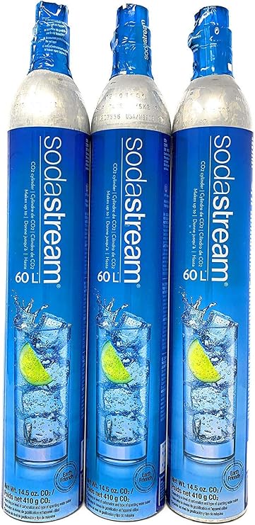Sodastream - set of 3 co2 gas refill cylinders 60l for carbonating machine 3 x gas cylinders
