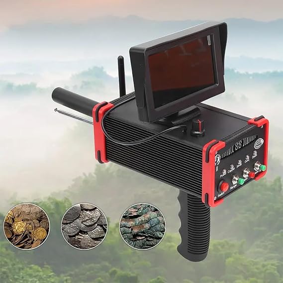 Long Range Metal Detector, Underground Gold Detector with Display, Adjustable Dual Rod, 20m Detection Depth, 1000m Search Range, Identify Metal Types for Silver, Copper, Precious Stones