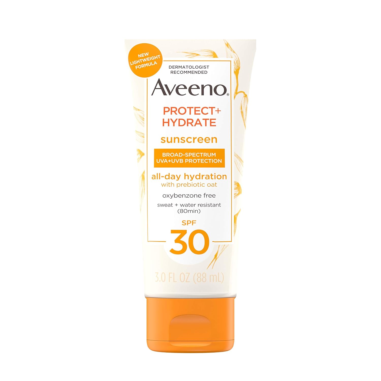 Aveeno Protect  Hydrate Moisturizing Body Sunscreen Lotion with Broad Spectrum SPF 30 & Prebiotic Oat, Weightless & Refreshing Feel, Paraben-Free, Oil-Free, Oxybenzone-Free, 3 fl. oz Pack of 5
