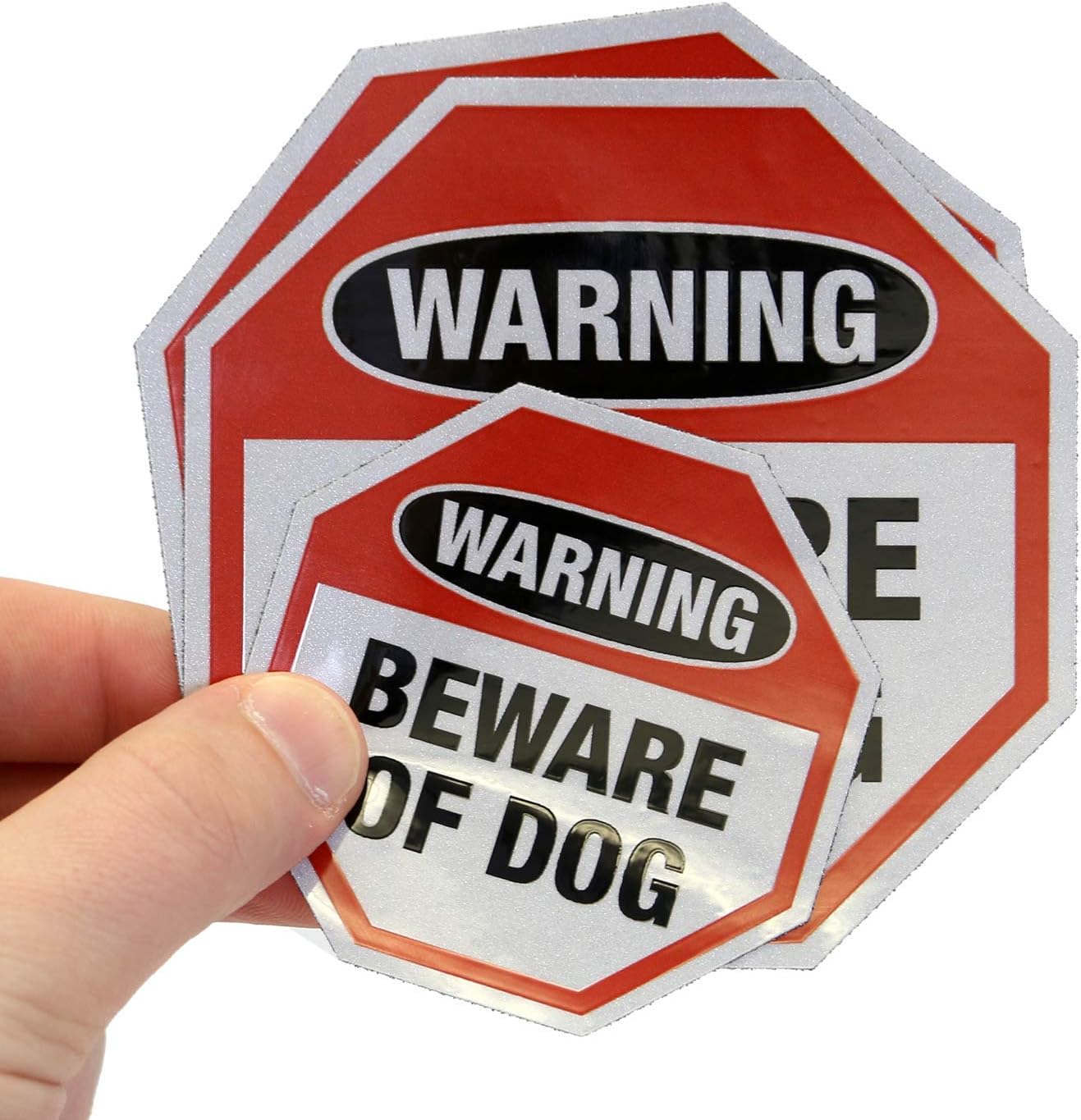SmartSign Beware of Dog Warning Decal Set | Two 4x4 & One 2.75x2.75 Octagon Shape, EG Reflective Adhesive LabelsStickers, Made in USA
