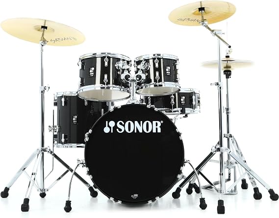 Sonor AQX Studio 5-piece Drum Set with Hardware Pack - Black Midnight Sparkle