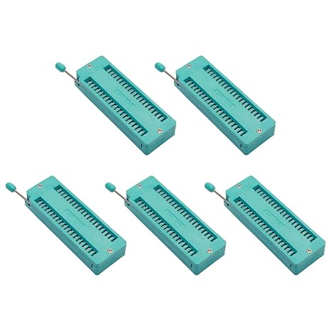 5Pcs 40Pin 2.54mm Test Universal ZIF IC Test Socket DIP, Green