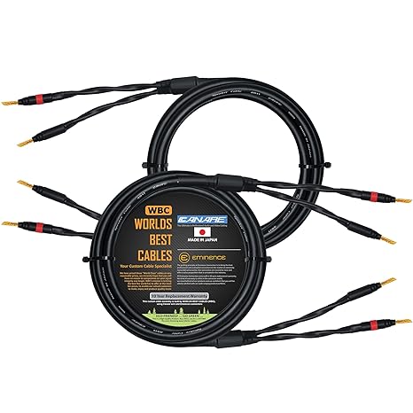 WORLDS BEST CABLES 1 Meter - Canare 4S11 – Audiophile Grade - HiFi Star-Quad Speaker Cable Pair with Eminence Gold Banana Connectors