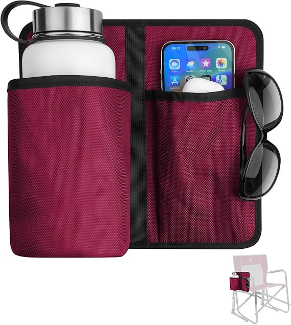 Xxerciz Camp Chair Cup Holder Phone Holder, Universal Water Bottle Holder for Patio Recliner Chair, Beach Chair, Folding Camping Chair and Office Chair