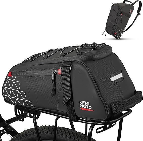 KEMIMOTO Rear Bike Rack Bag - 8L PVC Water Resistant Ebike Bags for Bicycle