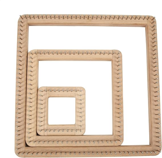Wood Square Knitting Lo-om, 3 Pieces Fine Gauge Knitting L-OOM Set