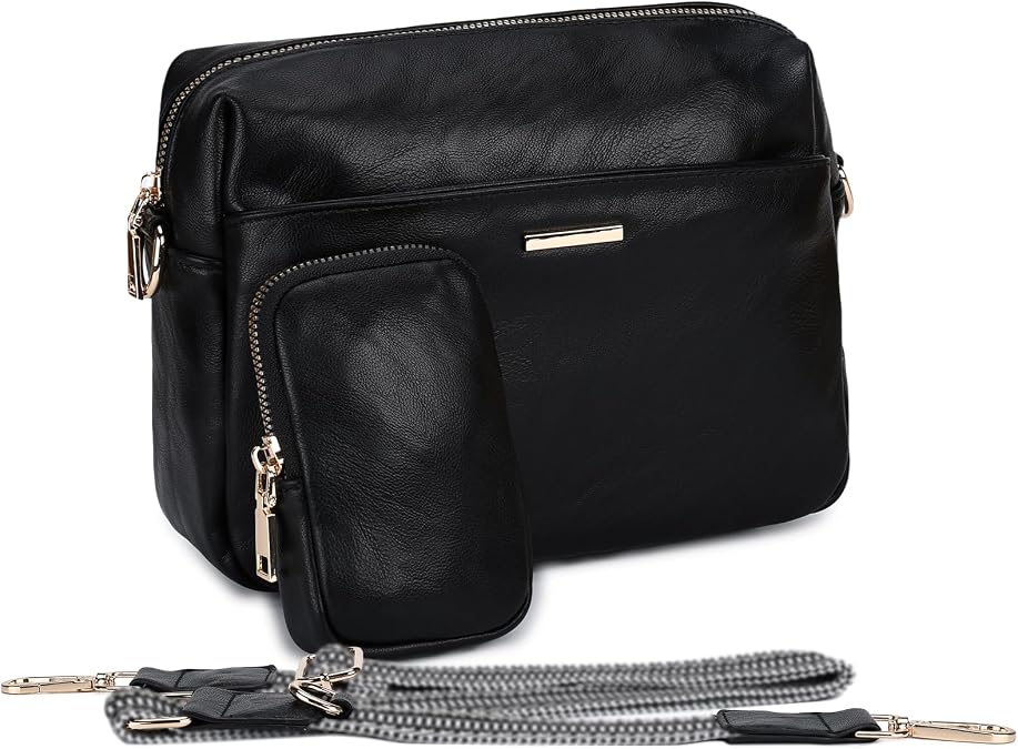 VX VONXURY Small Crossbody Bags for Women, Vegan Soft Pu Leather Triple Zipper Purse Handbags