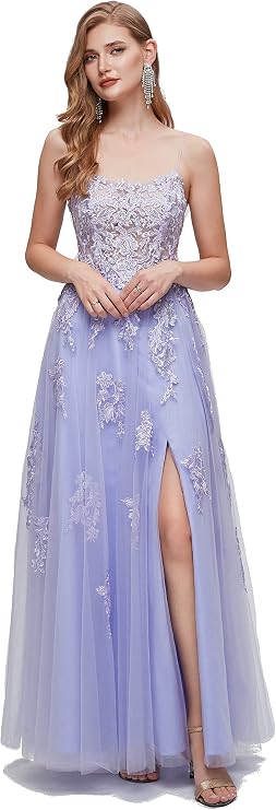 WOWBRIDAL Women's One Shoulder Evening Dress Splited Prom Dresses