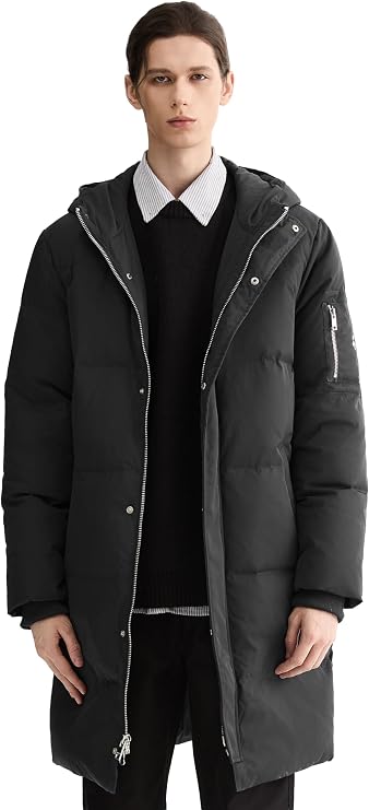 Orolay Men's Winter Knee-Length Quilted Down Puffer Coat with Hood