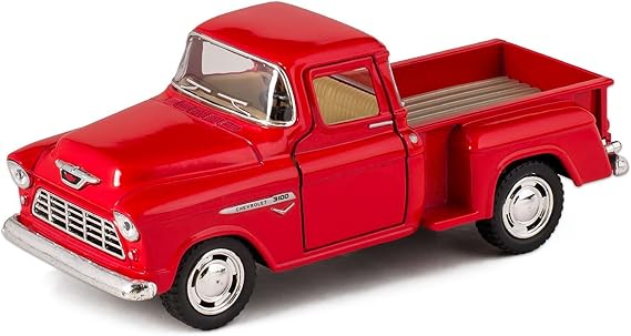 KiNSMART 1955 Chevrolet Stepside Pickup Truck, 1:32 Scale, Die Cast Metal, Red, 5 Inch