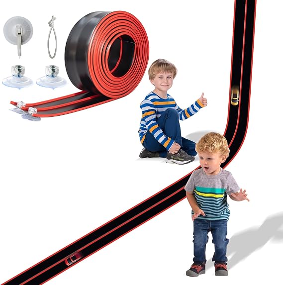 Flex Track 15' Starter Set Flexible Race Car Lamp Truck for Ages 3+ with Suction Cup Diecast 1/64th Cars