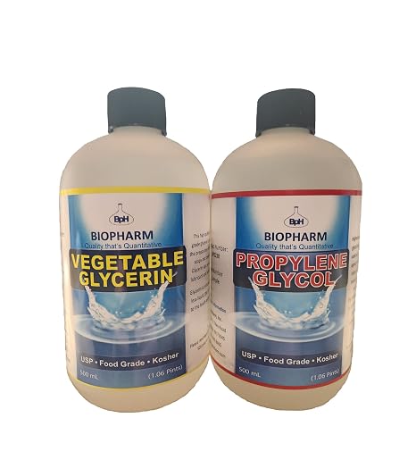 Biopharm Propylene Glycol and Vegetable Glycerin, USP Grade. 500 mL Each