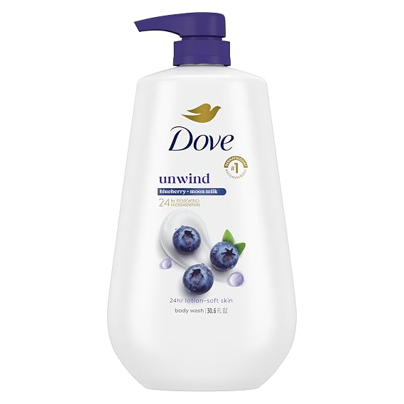 Dove Body Wash Unwind with MicroMoisture, Blueberry & Moon Milk, 30.6 oz