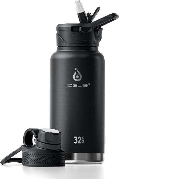Ideus Vacuum Insulated Water Bottle 950ml Stainless Steel Double Wall Bottle Metal Sports Canteen with Leak-proof Screw Cap