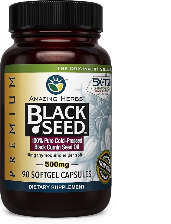 Amazing Herbs, Black Seed 500Mg, 90 Count