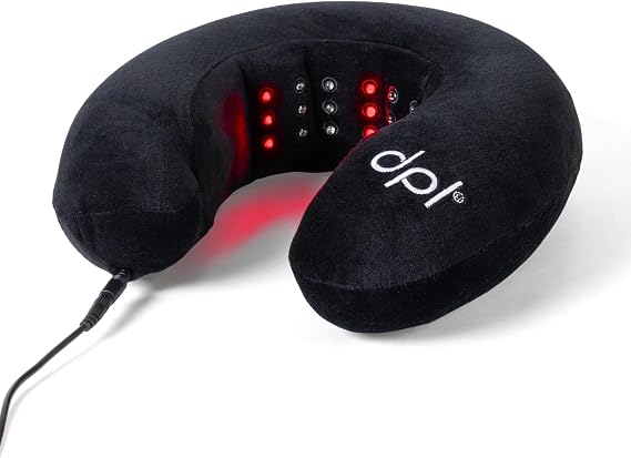 dpl Red Light Neck Pillow, USB Plug-in Travel Neck Pillow for Relaxation, Helps Ease Stiffness & Everyday Neck Discomfort, Foam,Black