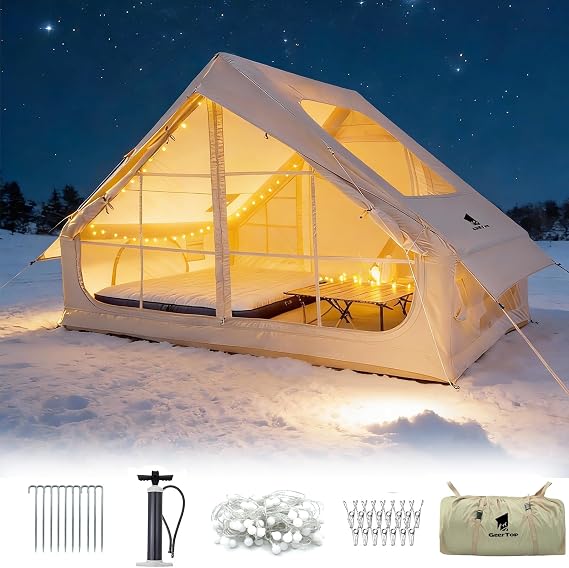 GEERTOP Inflatable Camping Tent, 4 Season Hot Tent with Stove Jack