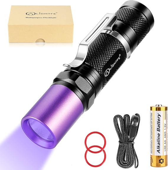 Black Light UV301-395nm UV Light AA batery Blacklight uv Torch for UV Glue Curing, Rock and Mineral Identification, Fluorescent Agents, Pet Urine, Stain Detection, AC Leakage Detection.