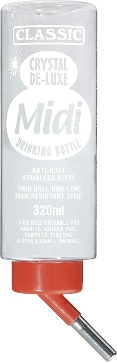 CLASSIC Crystal Deluxe Guinea Pig Water Bottle 320ml Non-Drip Rabbit