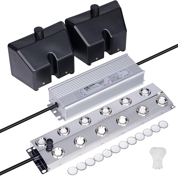 Ultrasonic Mist Maker 12 Heads, 9000mL/H Pond Fogger with 400W Power Supply Buoy Replacement Discs for Pond, Garden, Rockery, Greenhouse,Mushroom Halloween Decoration (12 Heads)