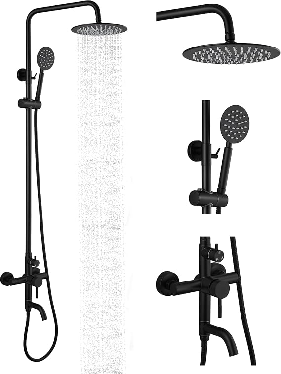 gotonovo SUS304 Outdoor Shower Kit 8 Head with Handheld Matte Black