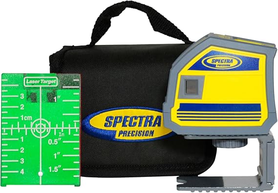 Spectra Precision LP51G Laser Pointer, 5 High Visibility Green Beam Points, Vertical, Horizontal and Plumb, 90 Degree Layout, Automatic Self-leveling