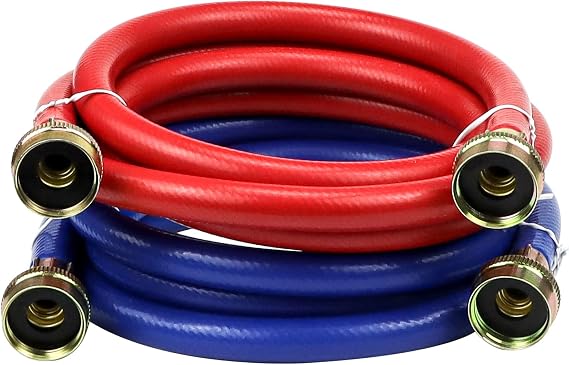 2 PACK 6FT Rubber Washing Machine Hoses Burst Proof Washer Water Hoses for Hot and Cold Water 3/4" Connection Water Supply Lines for ALL WASHERS by Fetechmate -