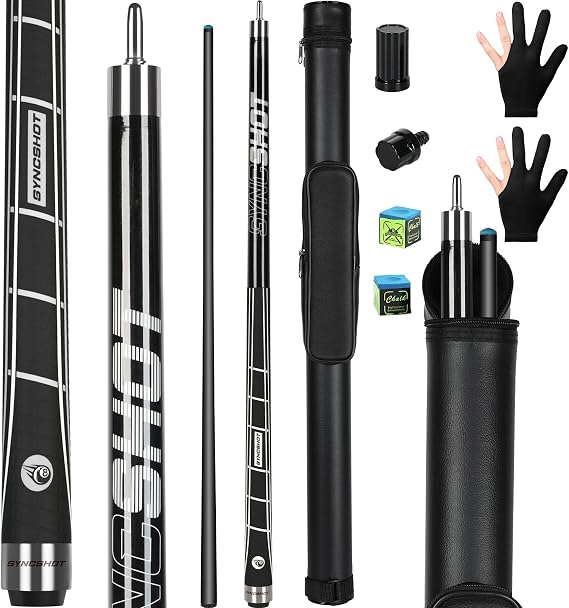 Carbon Fiber Pool Cue Stick 58", 12.5mm Tip, 20oz, Low Deflection