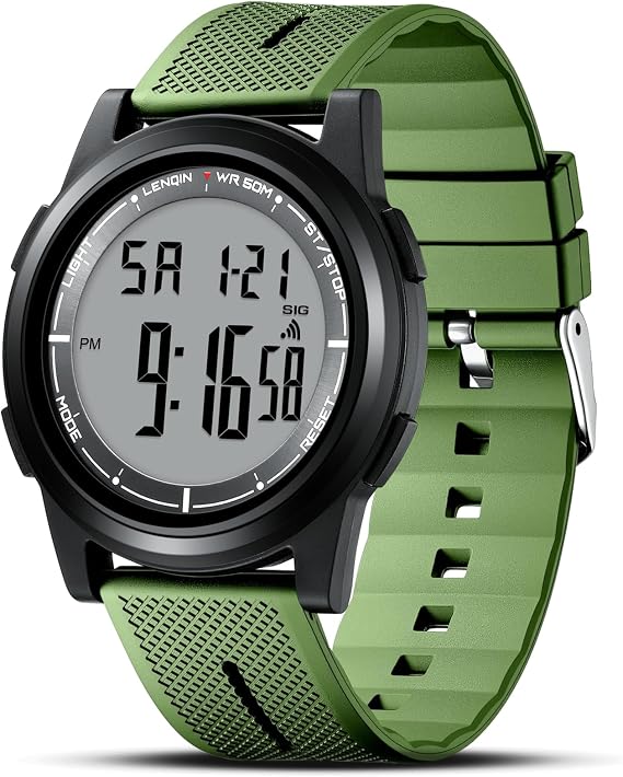 LN LENQIN Mens Watches - Digital Waterproof Sports Watch Men Ultra-Thin Military Watch, Backlight and Minute Stopwatch Alarm