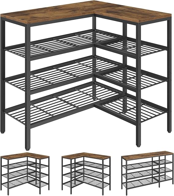 YATINEY 4-Tier Shoe Rack, L-Shaped Shoe Organizer for Corner, Freestanding