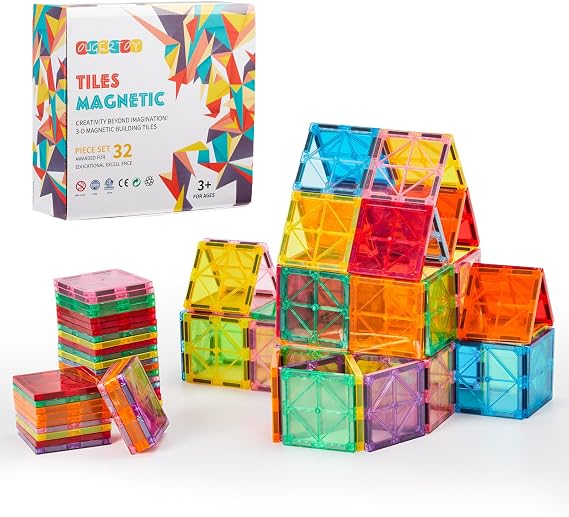 OugerToy 32-Pack Magnetic TilesRainbow Builder Set