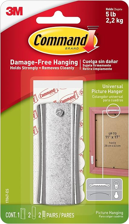 Command Large Frame Hanger, 5 lb Capacity, 1-Hanger, 2-Strips, 2-Frame Stabilizer Strips, Indoor Use