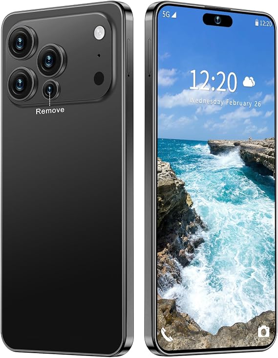 17 PMAX 12GB+512GB Smartphone Unlocked Cell Phone,6.99" HD Screen Android 15 5G Phones,Battery 7000mAh Unlocked The Phone,Fingerprint Button Unlock/GPS/Face ID/Dual SIM/5G (Black)
