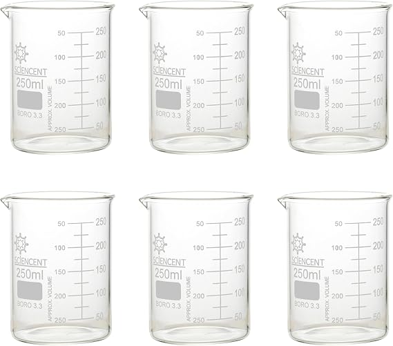Sciencent Glass Beaker Sets (250mlX6)