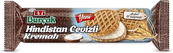 Eti Burçak Hindistan Cevizi Kremalı Bisküvi 100 g Tekli Paket