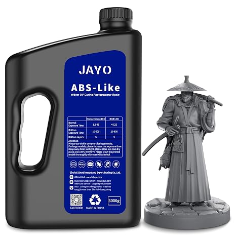 JAYO 3000G ABS Like Resin for 3D Printer, 405nm UV Curing Photopolymer Rapid 3D Resin for 2K 4K 6K 8K LCD/DLP/SLA 3D Printers, Non-Brittle & High Toughness & Low Shrinkage, 3KG Dark Grey