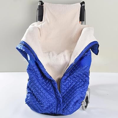 Rosvola Wheelchair Blanket, Double Layer Wheelchair Lap Blanket with Zipper for Adults, Thicken Warm Wheelchair Cover for Elderly Warm Leg and Lower Body Blue