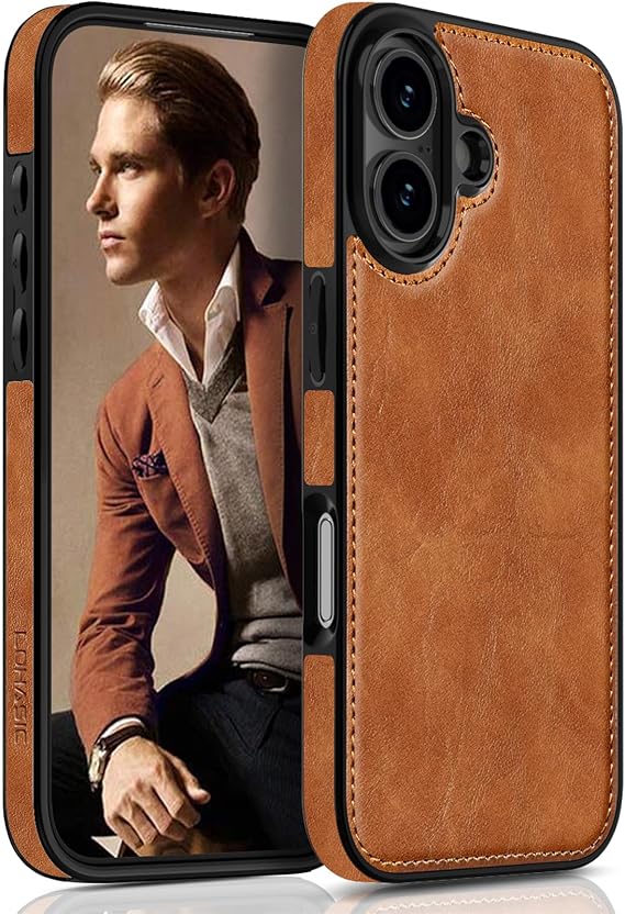 LOHASIC for iPhone 17 Case Leather, Slim Phone Case for Men, Sand Dune 6.3"