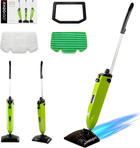 H2O iGO Indoor & Outdoor Cordless Steam Mop for Hardwood Floors, Carpets, Windows, Upholstery, Kitchens, Bathrooms - Portable, Rechargeable, Wireless, Steamer Mops for Floor Cleaning