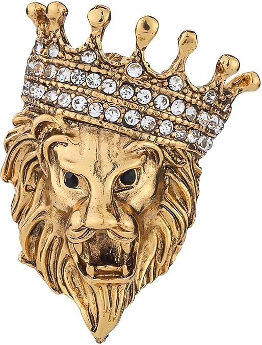 Crown Pel Pin for Men,Vintage Lapel Pin for Men Suits Enamel Backpacks Pins Coat Jacket Lion King Crown Pins Graduation Dress Crystal Brooch Badge