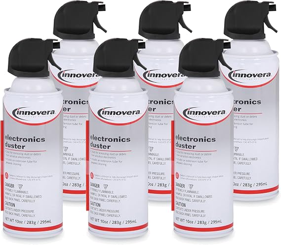 Innovera Compressed Air Duster Cleaner | 6 Count; Powerful Compressed Air Stream Quickly Removes Dust, Dirt, Lint, and Debris from Hard-To-Reach Areas