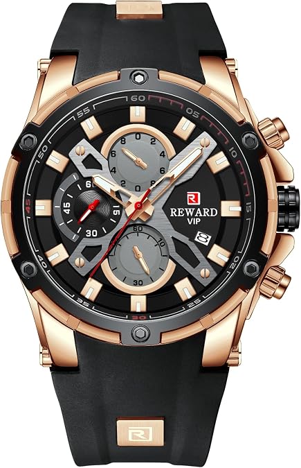 Men's Watch Fashion Tonneau Wrist Watches (Chronograph/Waterproof/Luminous/Calendar) Silicon Strap Quartz Watch for Men