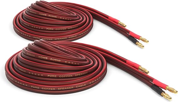 Micca Pure Copper Speaker Wire with Gold-Plated Banana Plugs 14AWG 6 Feet (2 Metres) Pair