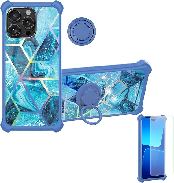 Aroepurt Case Compatible for EZYSMART Vision 1 Phone Case Cover [with 1* Tempered Glass Screen Protector][Hard PC + Soft Silicone][Ring Support] [Colorful Reflect Light] IMDL-LS