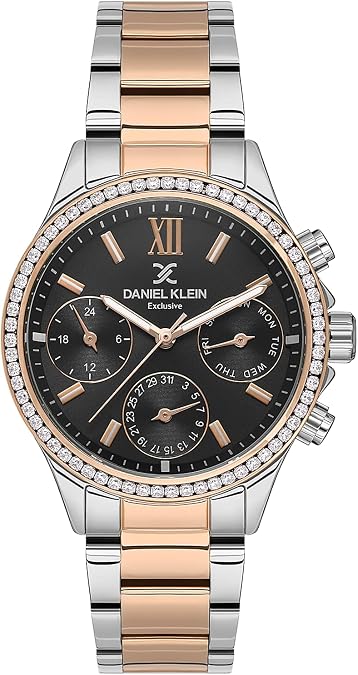 Daniel Klein, Watch for Women, Black Watch for Women - Stylish Watches for Women, Gemset Watch for Ladies, Analog Display Wrist Watch